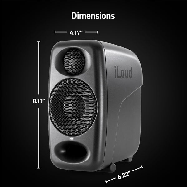 IK Multimedia iLoud Micro Monitor Pro - Pair - 2-Way bi-amped, highly portable, digitally controlled compact reference studio monitors. X-MONITOR. Incl. ARC calibration mic. Black.