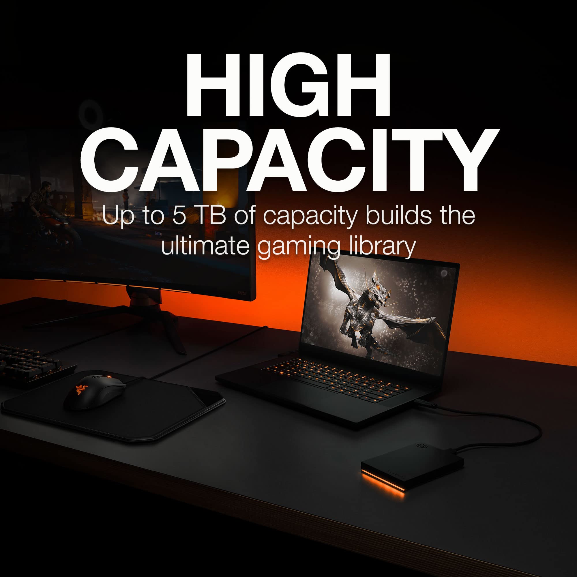 Seagate Game Drive for PS4/PS5 5TB, External HDD, USB 3.0, Officially Licensed, Blue LED, incl 2 weeks Playstation+ (STLV5000202)