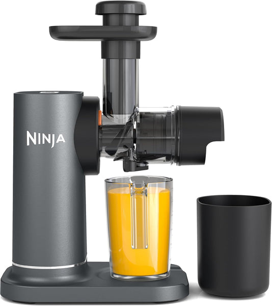 Ninja Cold Press Juicer Machine with 700ml Jug & 1.1L Pulp Container, Make Fresh Juices, Drinks & Wellness Shots, Compact, Dishwasher Safe & Removeable Parts, Grey JC151UK