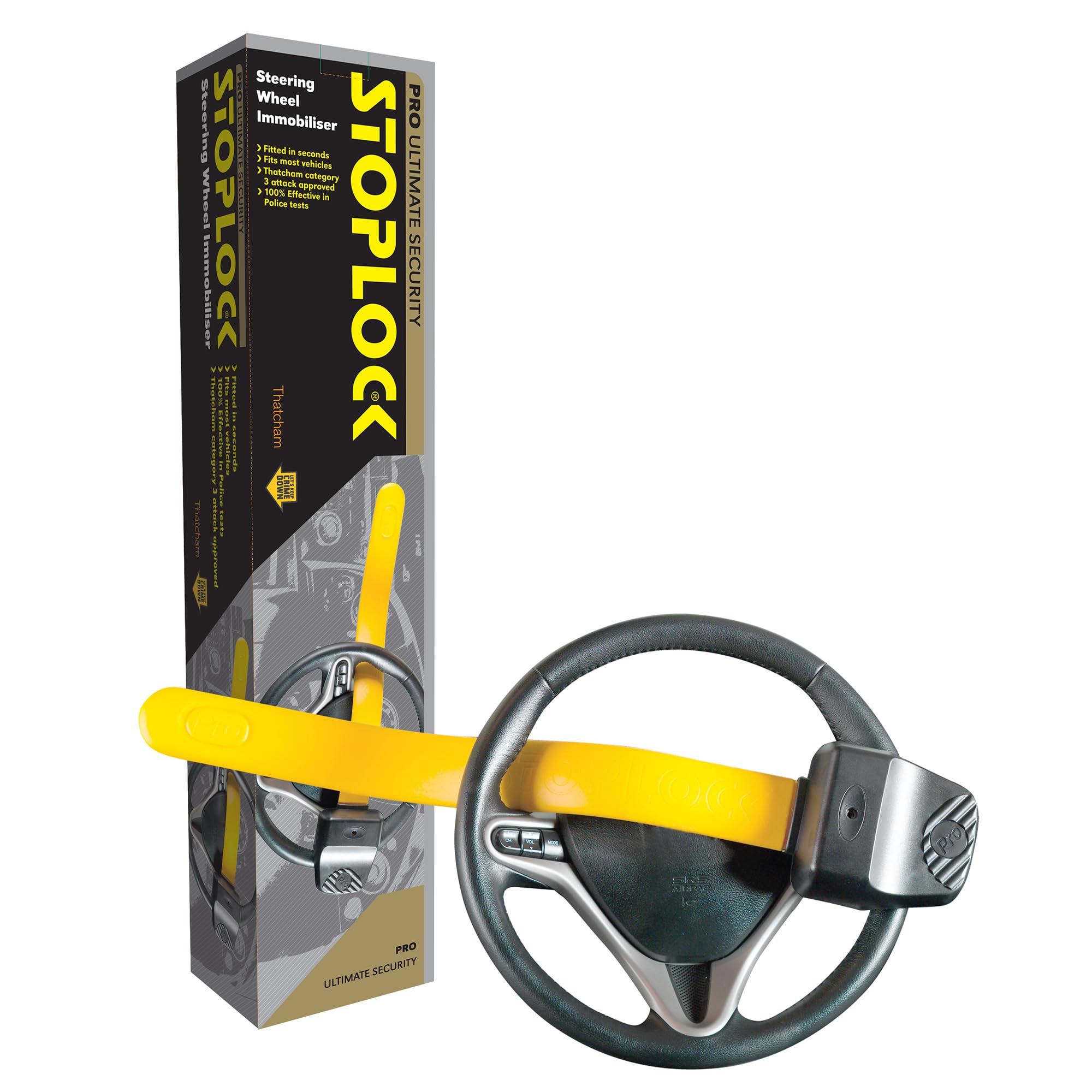 Stoplock Wheel Clamp HG 400-00 - Anti-Theft Lock Device for Small-Wheeled Cars Caravans Trailers With 13" to 15" Wheels , Yellow