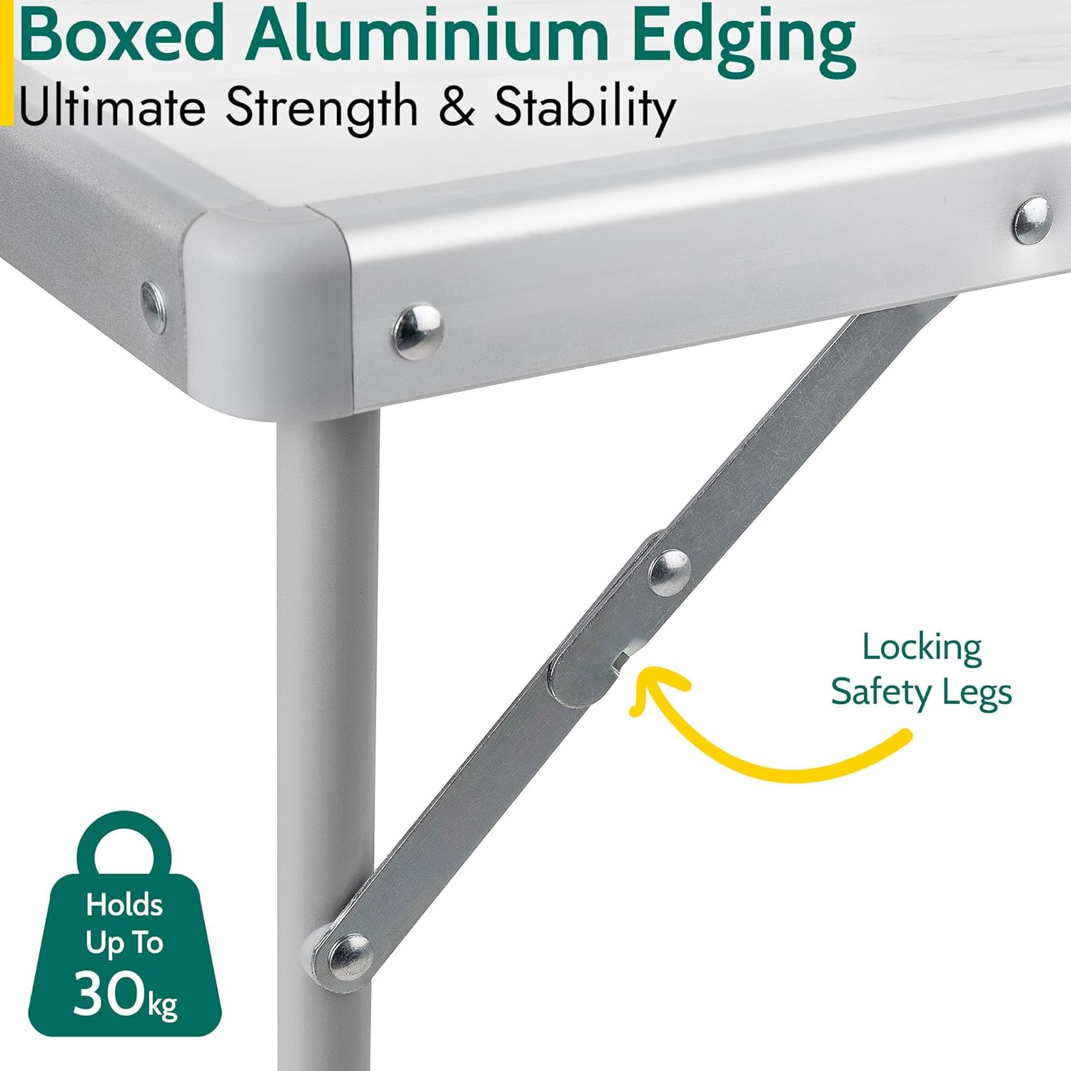 Trail Portable Folding Camping Table, Outdoor Garden Picnic Fishing Festival Beach, Heavy Duty Tubular Steel Legs, Water Resistant Laminate Top, Lightweight with Handle (L80cm x W60cm x H67cm / 3.5kg)