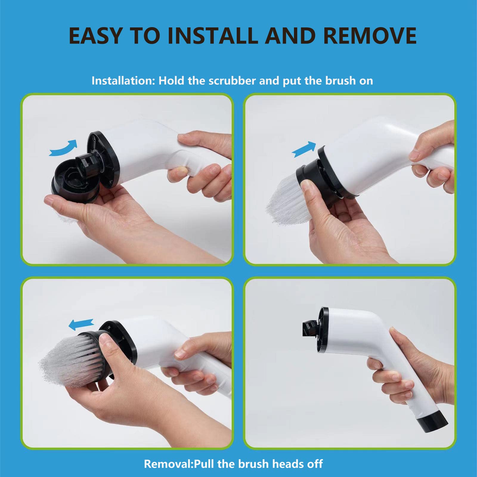 Leebein Electric Spin Scrubber, Cordless Cleaning Brush with 8 Replaceable Brush Heads, Extendable Long Handle Bathroom Cleaning Scrubber, 300/400RPM Spin Scrubber for Bathroom Kitchen Floor Tile