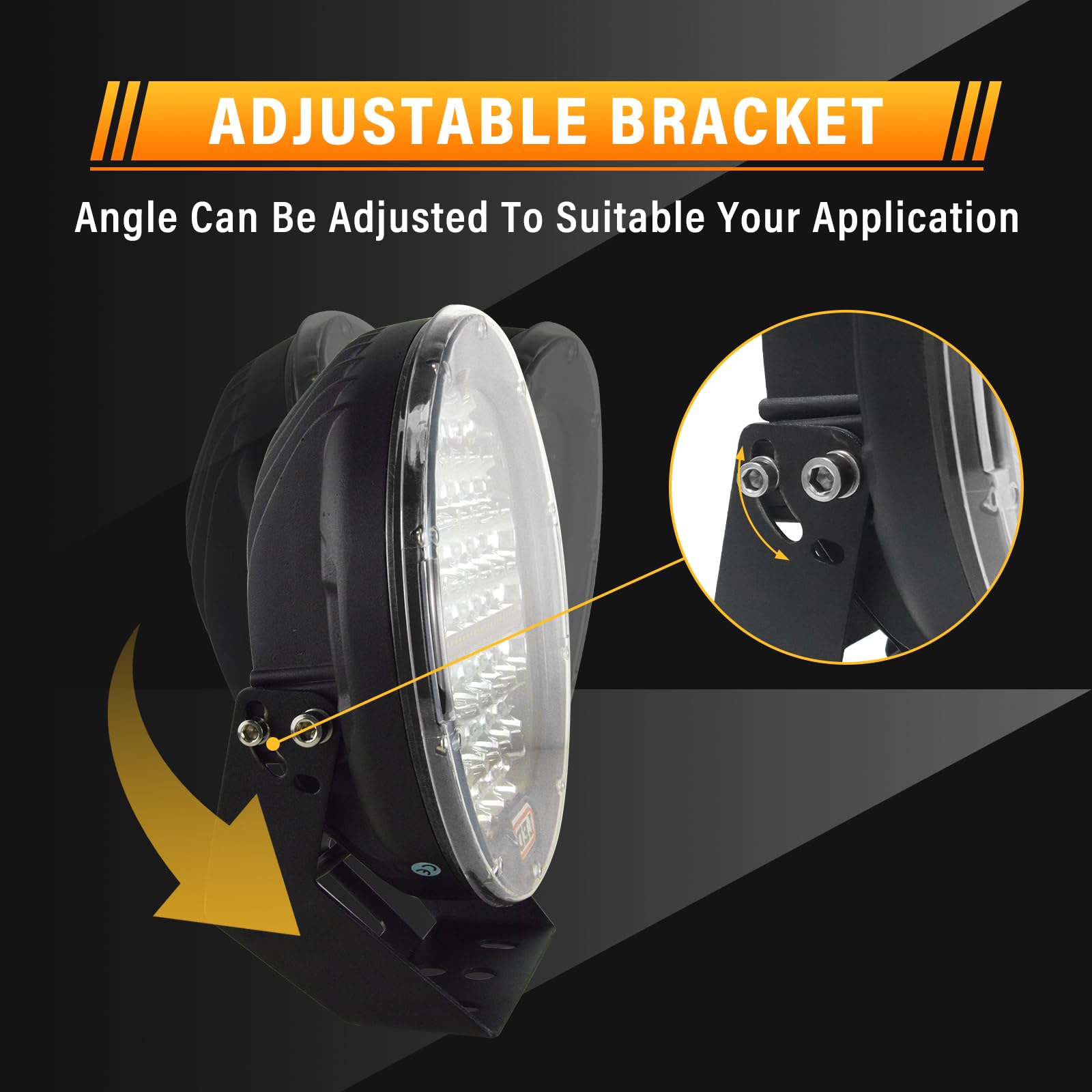 RIGIDON 2 Pcs Black Case Round Led Work Light, 9 inch 294W Spot Beam, 12V 24V Driving Lights Lamp Headlight for Car Off road Boat Truck 4x4 SUV ATV Tractors Excavator, 6000K White, Fog Lamp