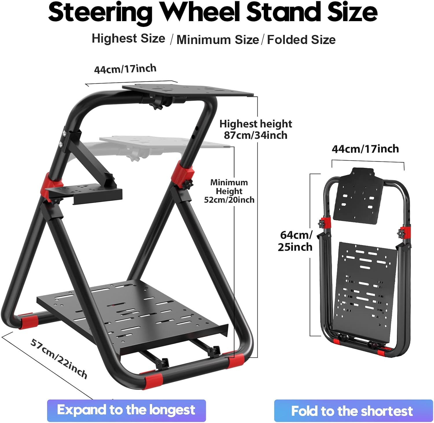 DIWANGUS UK Steering Wheel Stand for Logitech G29/G920/G923, Foldable Racing Wheel Stand, Adjustable Height/Angle, Fit for Thrustmaster T300/T248(STAND ONLY)
