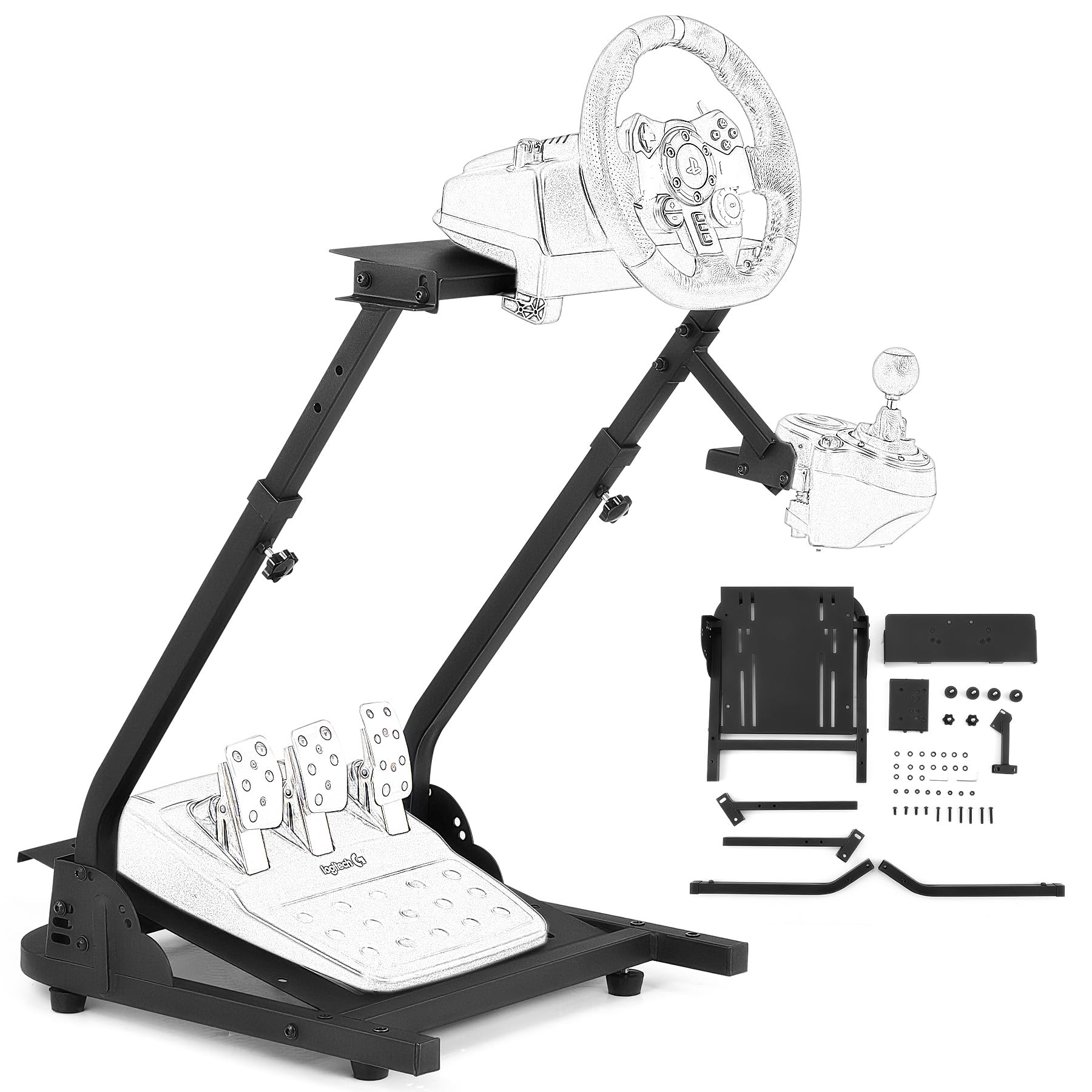 CO-Z Racing Wheel Stand Compatible with Logitech G27, G29, G920, Thrustmaster T300RS, T80, Adjustable Height for PS4, Xbox One, Series X|S, PC Gaming