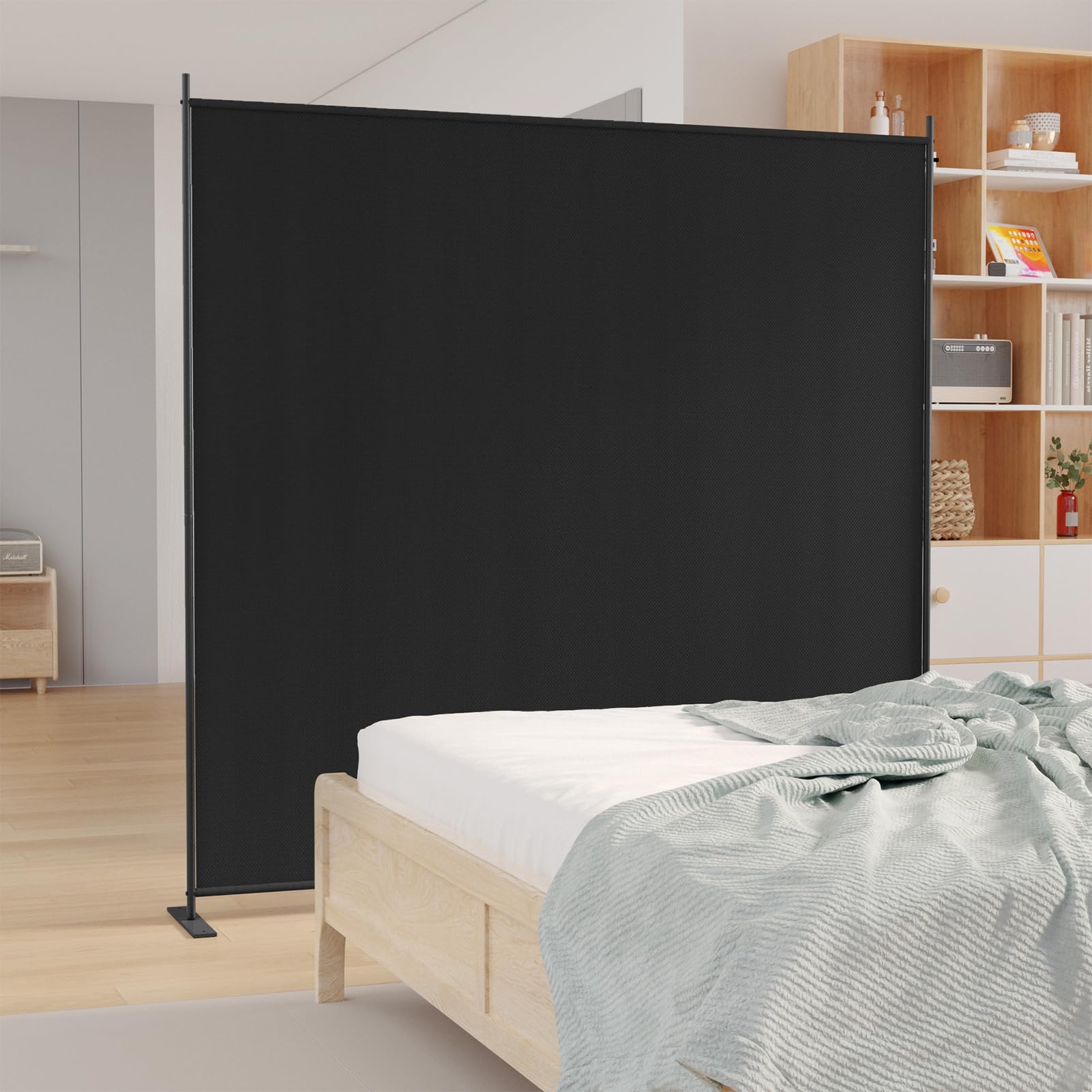 C-Hopetree 6 Panels Room Divider, 180cm Tall Indoor Folding Privacy Screen, Portable Partition Separator, Freestanding Separation Temporary Wall for Office, Bedroom, 304cm W X 180cm H, Black