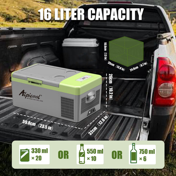 Alpicool C9PT 9L Compressor Car Fridge Freezer, DC 12v Camping Refrigerator, Portable Mini Cool Box for TruckCampervanRVBoat, -20℃ to 20℃