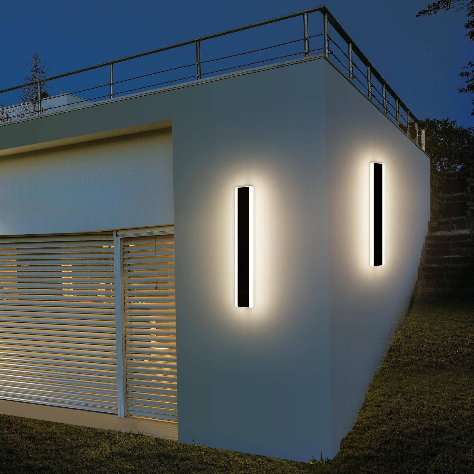 Mikeru 6500k Cool White Outdoor Wall Light, 150cm Modern Porch Wall Light, LED Vertical Long Acrylic Garden Fixture, IP65 Waterproof for Balcony, Living Room, Garage, Patio