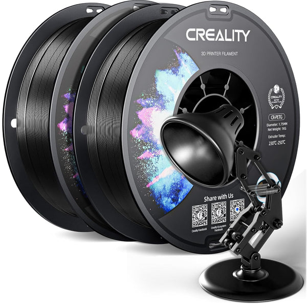 Creality CR-PETG PLA Filament 1.75mm 3D Printing Filament 4 KG, Excellent Toughness High Precision, Odorless Non-Toxic Moistureproof, 1kg(2.2lbs) Glossy for 3D Printer (Black+White+Red+Blue)*1KG