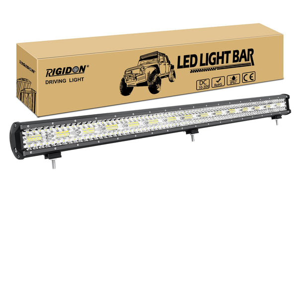 RIGIDON 8D Led Work Light Bar, 12 inch 240W 12V 24V 7D Tri Row Fog Light for Car Off road Truck SUV ATV 4x4 Boat, Flood Spot Combo Beam, Waterproof Outdoor Driving Lighting, 6000K White