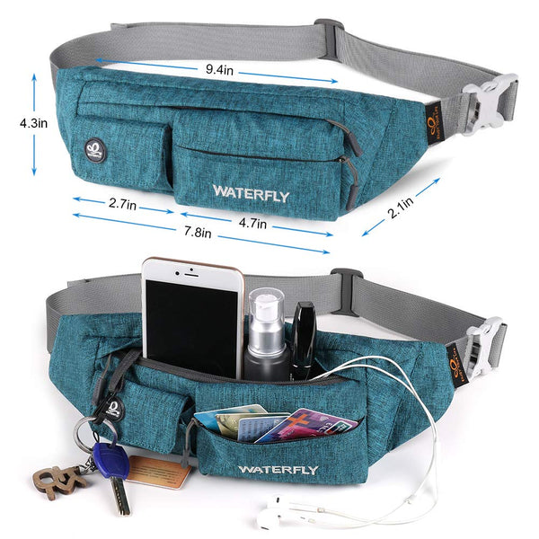 Waterfly Waist Bag Pack Slim Water Resistant Fanny Pack Travel Bum Bag Running Belt for Traveling Cycling Hiking Camping