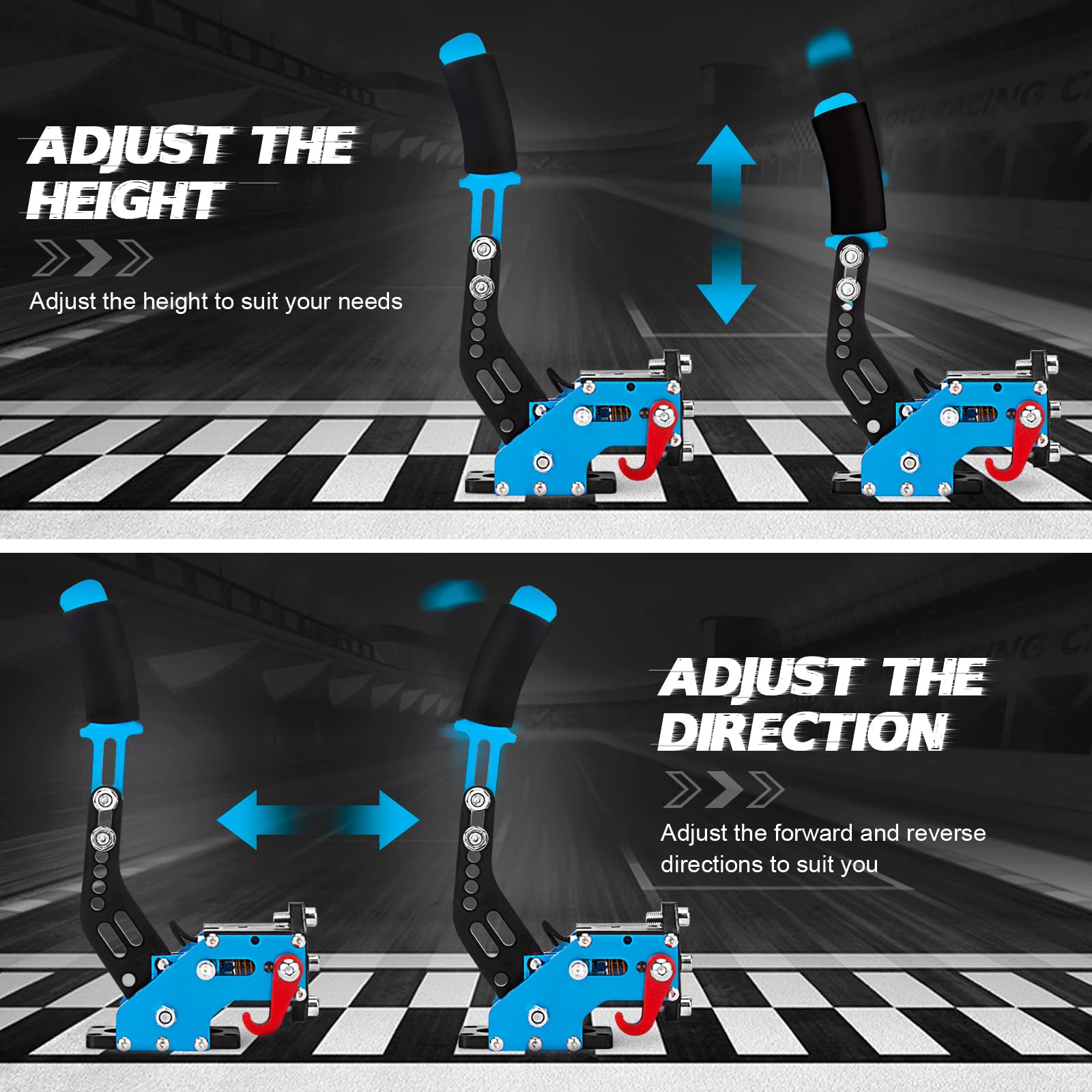 aikeec 64Bit PC USB Handbrake, Upgrade SIM Racing Games Handbrake for LO GITECH G25 G27 G29 T500 T300 THRUST MASTER FANATECOSW DIRT RALLY, 2M Nylon Cable/Reinforced Spring/Red+Clamp