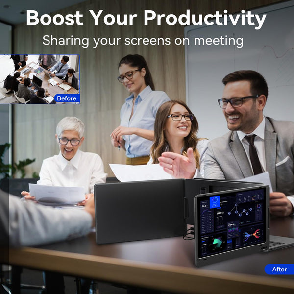 KPKUE Laptop Screen Extender, 14" 1080P FHD IPS Dual Portable Monitor for Laptop, Compatible with 11.6" -15.6" Laptops (Mac Windows Chrome)