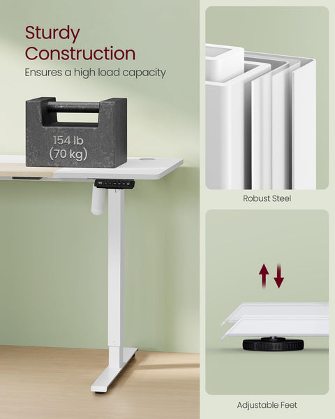 VASAGLE Electric Standing Desk, Height Adjustable Desk, 60 x 140 x (72-120) cm, 4 Memory Heights, Storage Pocket, for Home Office, Study, Rustic Brown and Ink Black LSD134K02