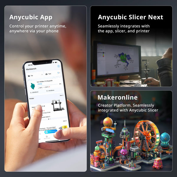 ANYCUBIC Kobra 3 V2 Combo 3D Printer, 600mm/s Fast Printing FDM 3D Printer, Multicolor Printing Up to 8 Colors, Active Drying, Upgraded Auto-leveling, Print Size 255x255x260mm, Realize Smooth Printing