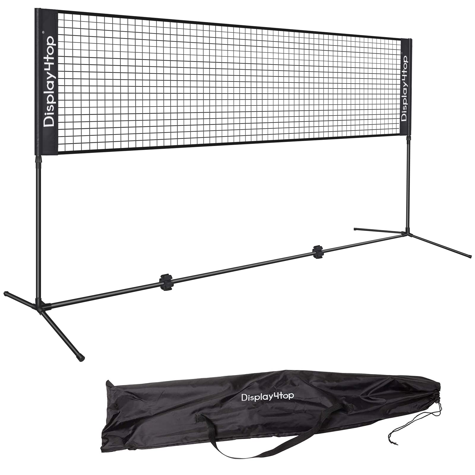display4top Adjustable Foldable Portable Badminton Net Set - Net for Tennis, Pickleball, Kids Volleyball - Easy Setup Nylon Sports Net with Poles -