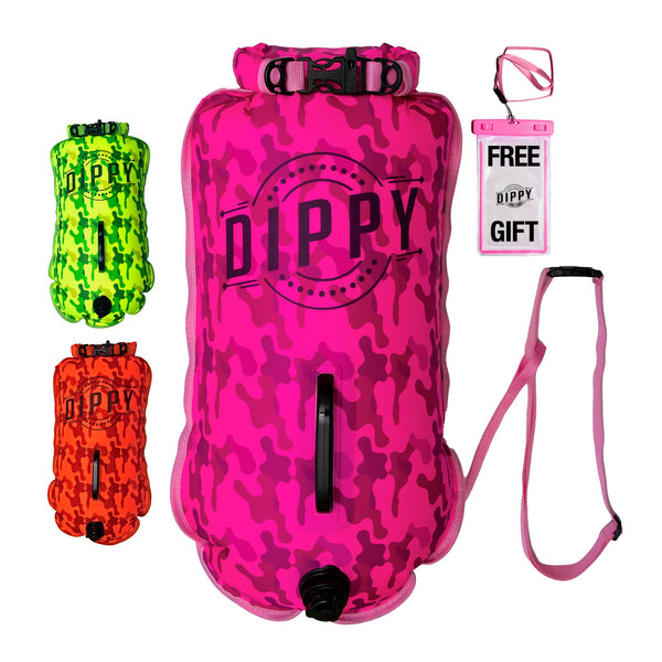 DIPPY Tow Floats for Open Water Swimming | 28L Swim Buoy Open Water Swimming Float | Waterproof Swimming Buoy | Tow Float Dry Bag | Wild Swimming Float | Wild Swimming Accessories Triathlete, Swimmer