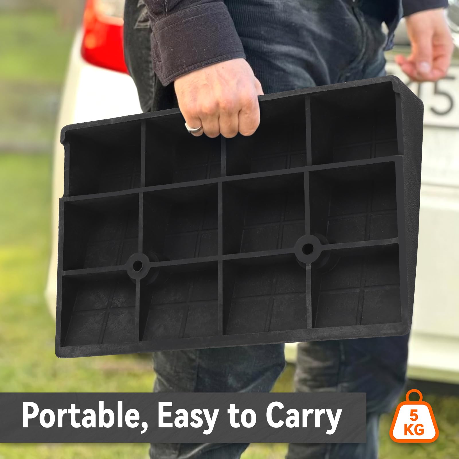 DKIEI Car Ramps, 5 Tons Heavy Duty Kerb Ramps, 2 Pieces of Portable Curb Ramp for Car, Motorhome, Automotive Lifting, 90x30x23cm, Black