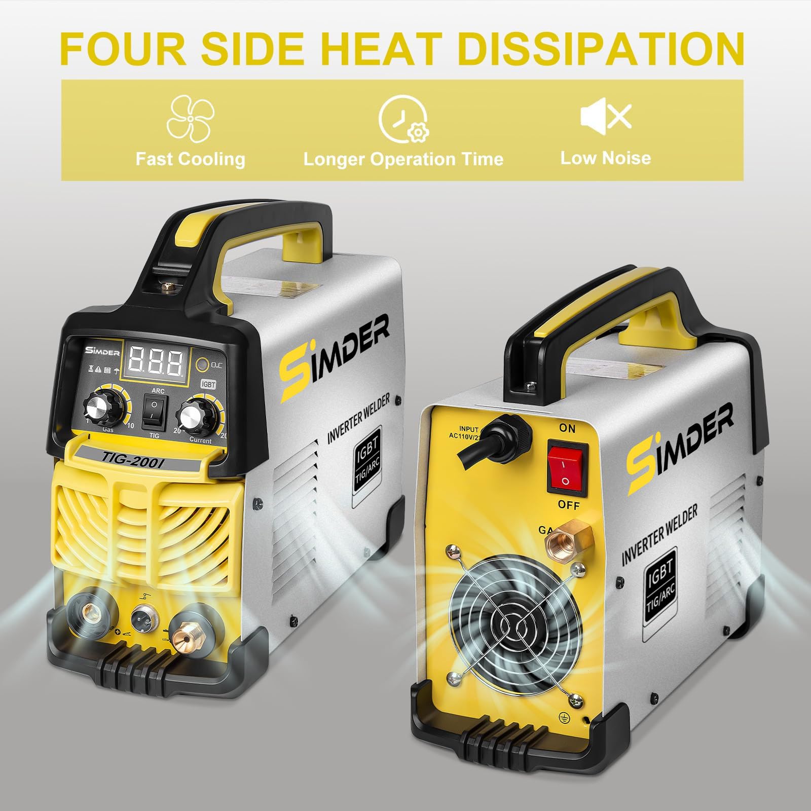 SSIMDER Tig Welder TIG-200 220V TIG MMA 2 in 1 Welding Machine Stick Arc Welding DC IGBT Inverter Welder Machine for Metal Fabrication/Automotive/DIY/Workshops,Best for Beginner