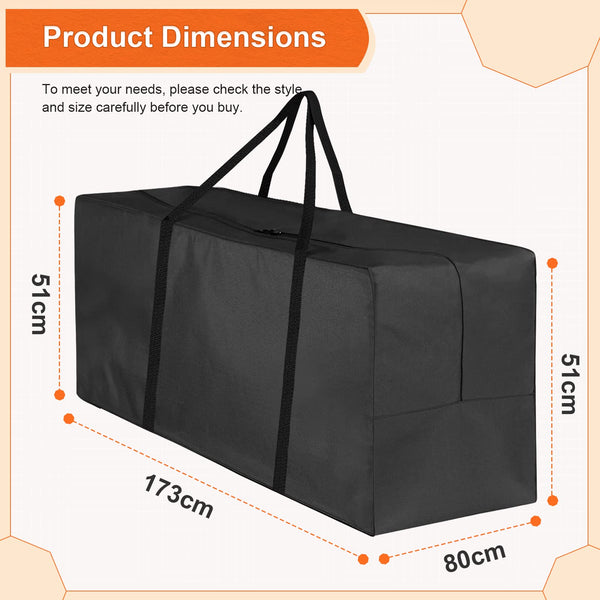 2 Pack Garden Cushion Storage Bag 173x76x51cm 420D Waterproof Outdoor Furniture Cushion Bag Extra Large Christmas Tree Storage Bag with Handle and