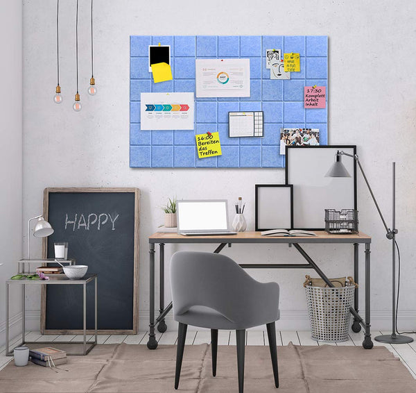 Uoisaiko Large 30x30cm Felt Board Tiles with 30 Pins, Pack of 6 Bulletin Board Notice Boards for Home Office Kitchen, Self Adhesive Pin Board Wall Tiles for Photos Memos