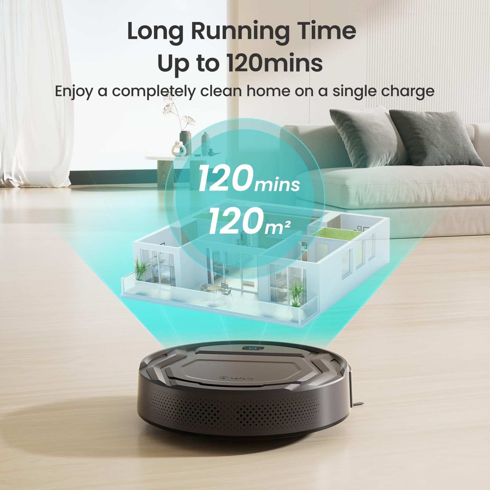 Lefant M210 Robot Vacuum Cleaner, 2200Pa Strong Suction, 7.8cm Thin 28cm DIA, Automatic Self-Charging Small Robotic Vacuums, Wi-Fi/App/Alexa Control, Ideal for Pet Hair Hard Floor and Carpet