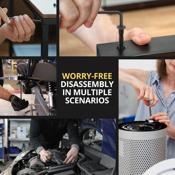 AMTOVL Hex Keys Set, 27PCS Allen Key Set & Star Key Set, Magnetic S2 Steel Metric Imperial Extra Long Ball End Hex Key Set with Color Coding with T-Handle for Bicycle Repair Household DIY