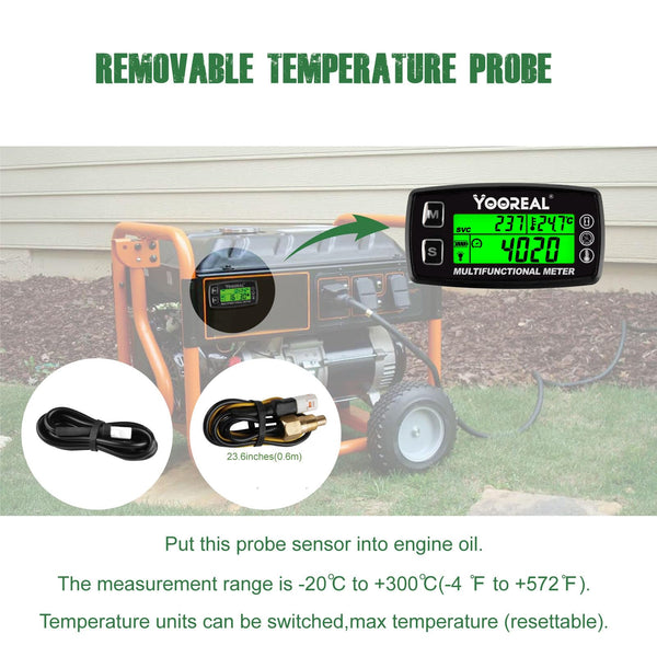 Yooreal Engine Temperature Gauge,TEMP Meter,User Shutdown Tachometer for Scooter Snowmobile Mini Bike Motorcycle Lawn Mower Generator Dump Truck