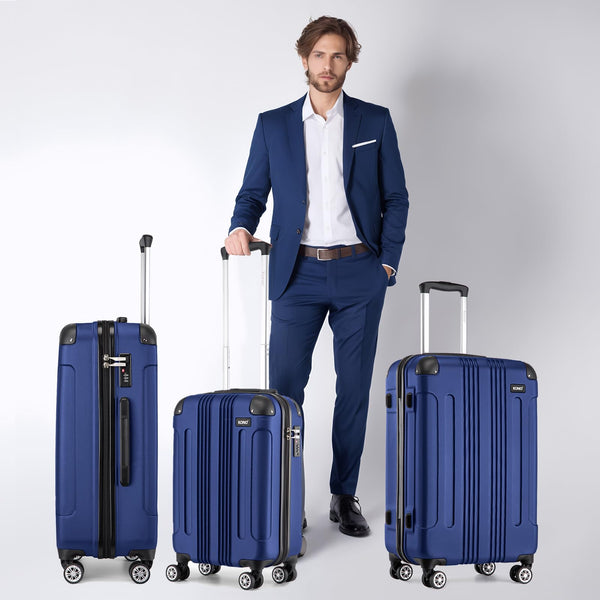 Kono 28 Inch Large Hard Shell Luggage Lightweight ABS 4 Wheels Spinner Business Trip Trolley Case Suitcase (Grey)