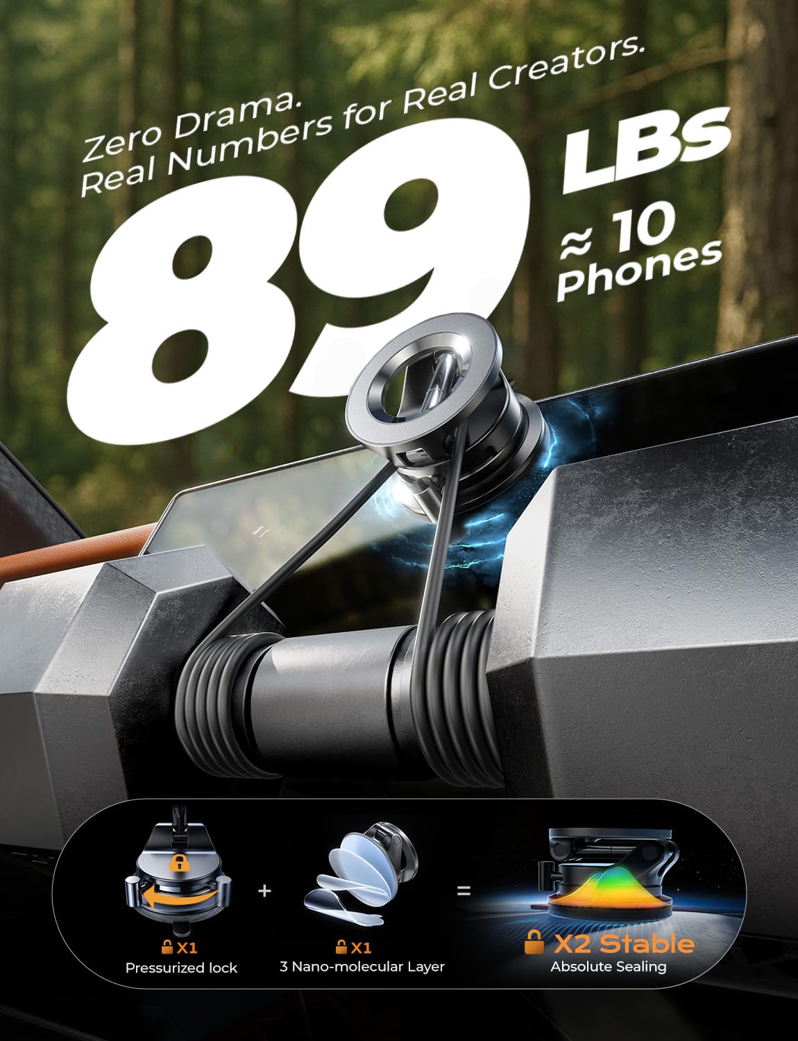 LISEN for Magsafe Car Mount Vacuum Car Phone Holder Magnetic [95% Surface Adsorption] Cars Accessories Mobile Phone Holder for Cars, Interior Dashboard Suction Mount for iPhone 16 15 14 13 12 Pro Max