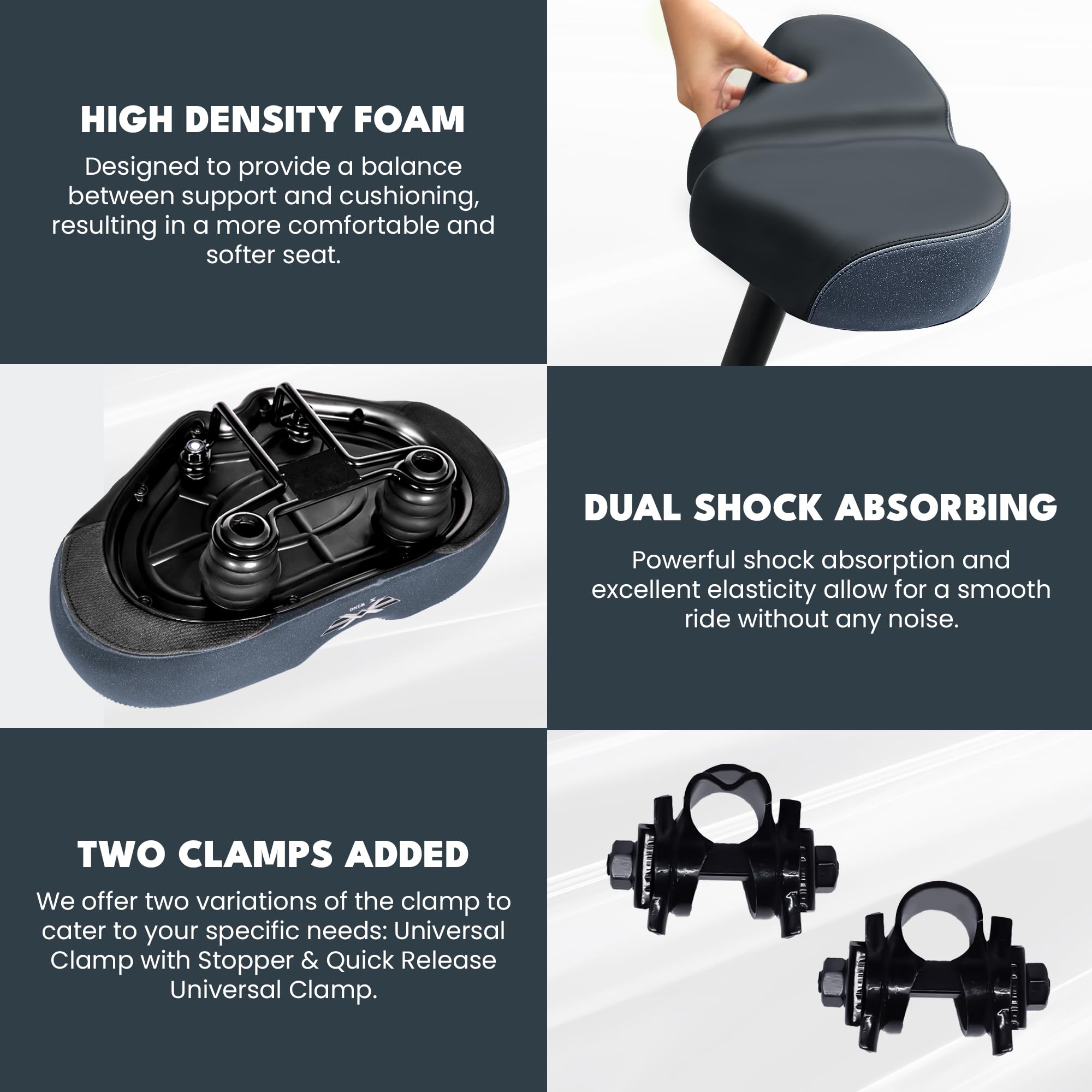 X Wing New-Age Noseless Bike Seat Cushion for Men & Women - Extra Padding & Wide - Suitable for City, Electric, Stationary Bikes - Compatible with