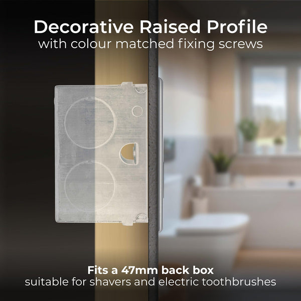 BG Electrical Cooker Switch with Socket and LED, Cooker Control Unit, Control Socket, Double Pole, Raised Profile, Round Edges, Nexus Metal, Brushed Steel, Grey Inserts, 45A, NBS70G