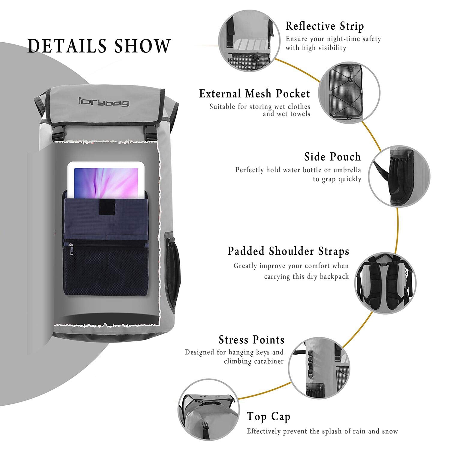 IDRYBAG Waterproof Backpack for Men 25L/45L, Dry Bags Waterproof Bag Kayak, Waterproof Dry Bag Backpack Hiking