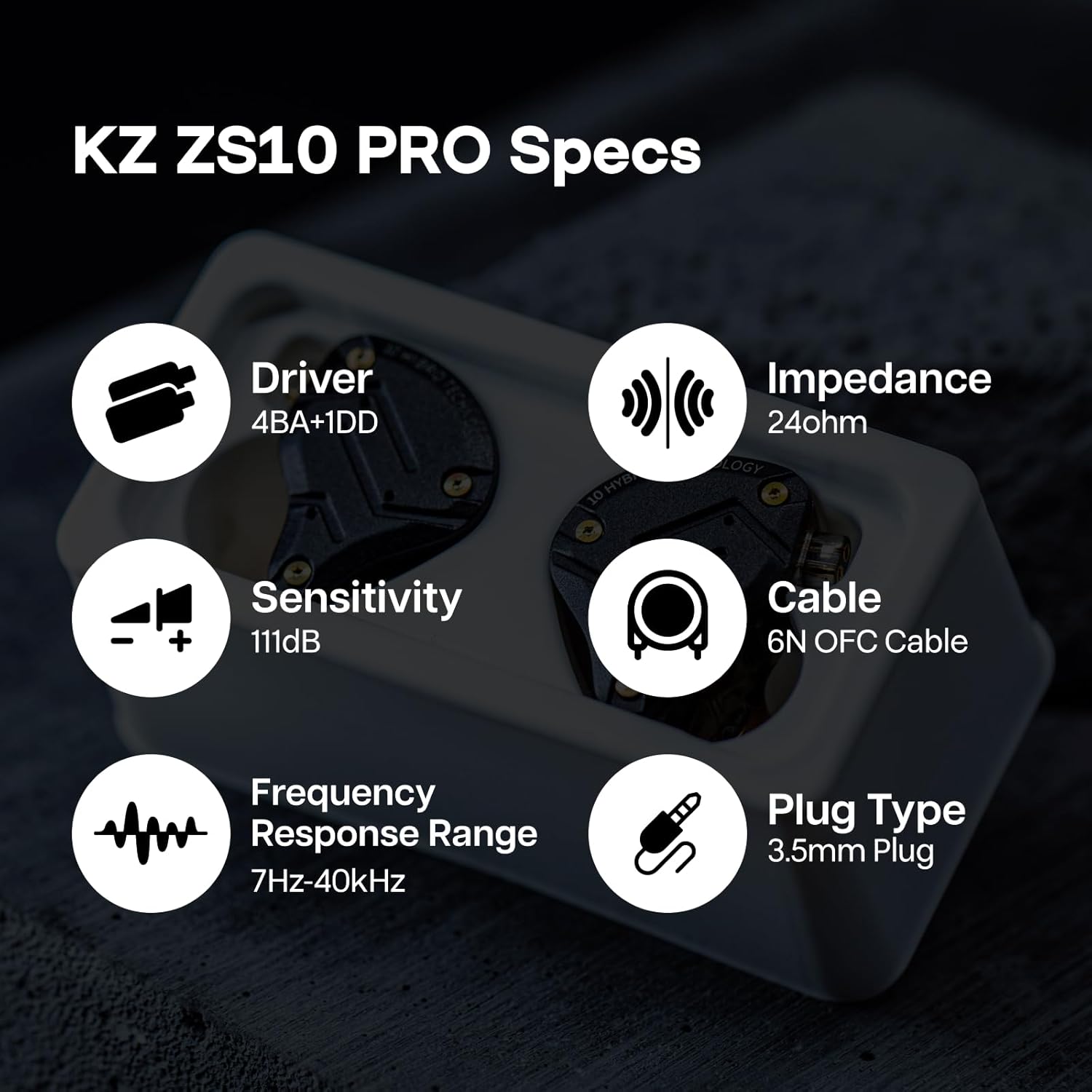Linsoul KZ ZS10 Pro, 4BA+1DD 5 Driver in Ear Monitor, HiFi Wired Earbuds, Gaming Earbuds, Hybrid IEM Earphones with Stainless Steel Faceplate, Recessed 2 Pin Detachable Cable(With Mic, Glare Blue)
