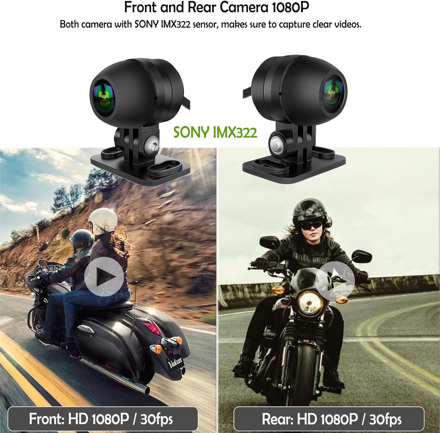 Waterproof Motorcycle Dash Cam with Wireless CarPlay & Android Auto, 5'' IPS Touch Screen, Front and Rear Camera HD 1080P, TPMS, Bluetooth, Wi-Fi, GPS, Max up to 256GB