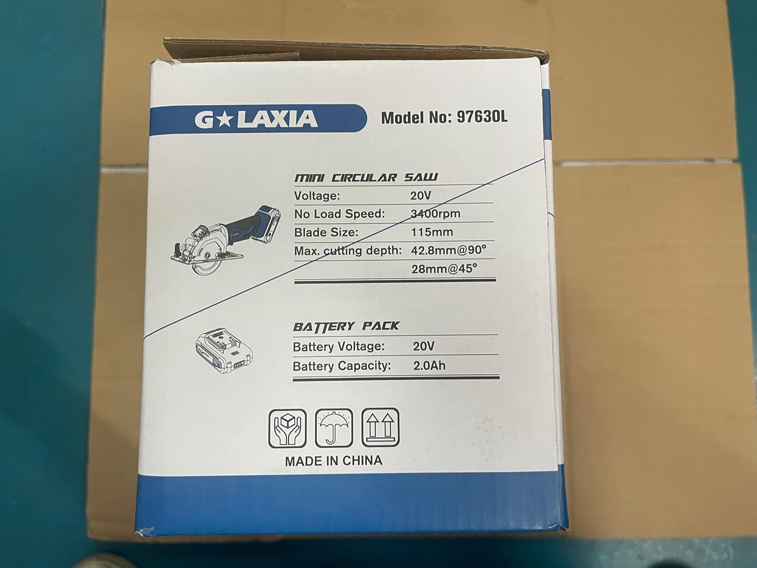 G LAXIA 20V Cordless Circular Saw, Mini Circular Saw 3400RPM, Compact Electric Lightweight Saw with Speed Trigger， Maximum Cutting Depth of 28MM (45°),42.8MM (90°) –2000mAh Battery and Charger