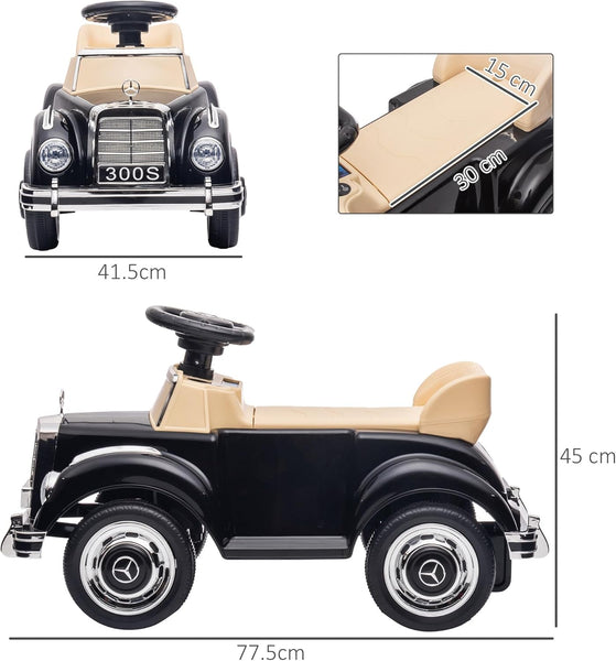 AIYAPLAY Ride on Sliding Car Foot to Floor for Kids, Mercedes-Benz 300S Licensed Ride on Toy with Anti-rollover Device, Under Seat Storage for 18-48 Months, Black