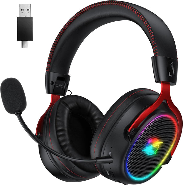 Ozeino Wireless Gaming Headset, 2.4 GHz Lossless Connection, 7.1 Surround Sound, Bluetooth Gaming Headphones with Detachable ENC Noise Canceling Mic, 45-Hour Battery for Ps5, Ps4, PC, Laptop, Switch
