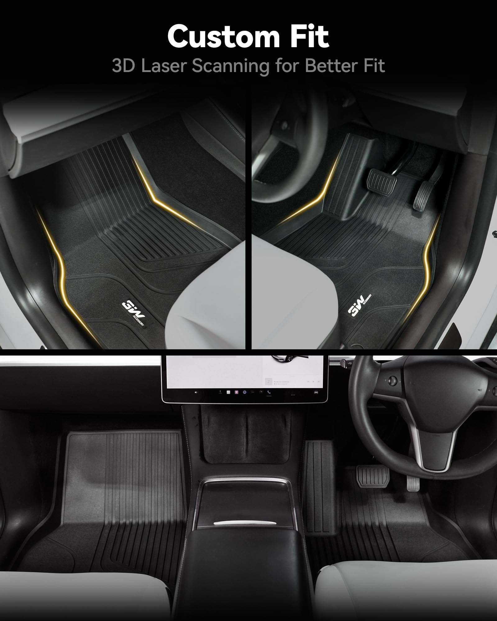 3W 9 Piece Set Floor Mats & Boot Liner & Seat Back Cover Fit for Tesla Model Y 2021-2024, All Weather Dog Friendly TPE Car Mats Anti-slip Heavy Duty Tesla Accessories (Not for Model Y Juniper)