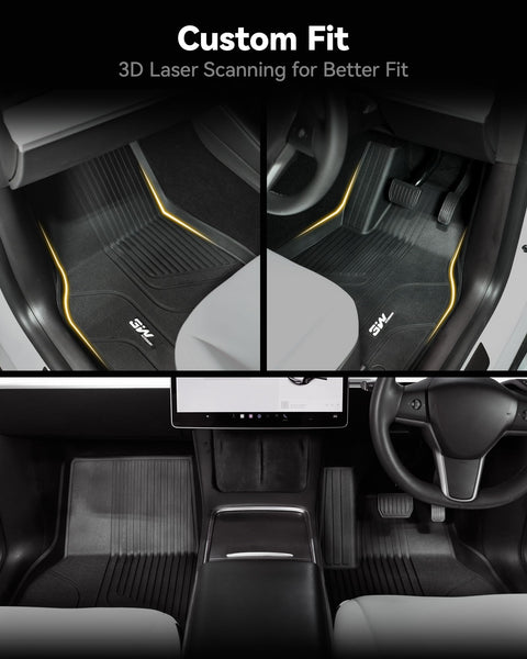 3W 9 Piece Set Floor Mats & Boot Liner & Seat Back Cover Fit for Tesla Model Y 2021-2024, All Weather Dog Friendly TPE Car Mats Anti-slip Heavy Duty Tesla Accessories (Not for Model Y Juniper)