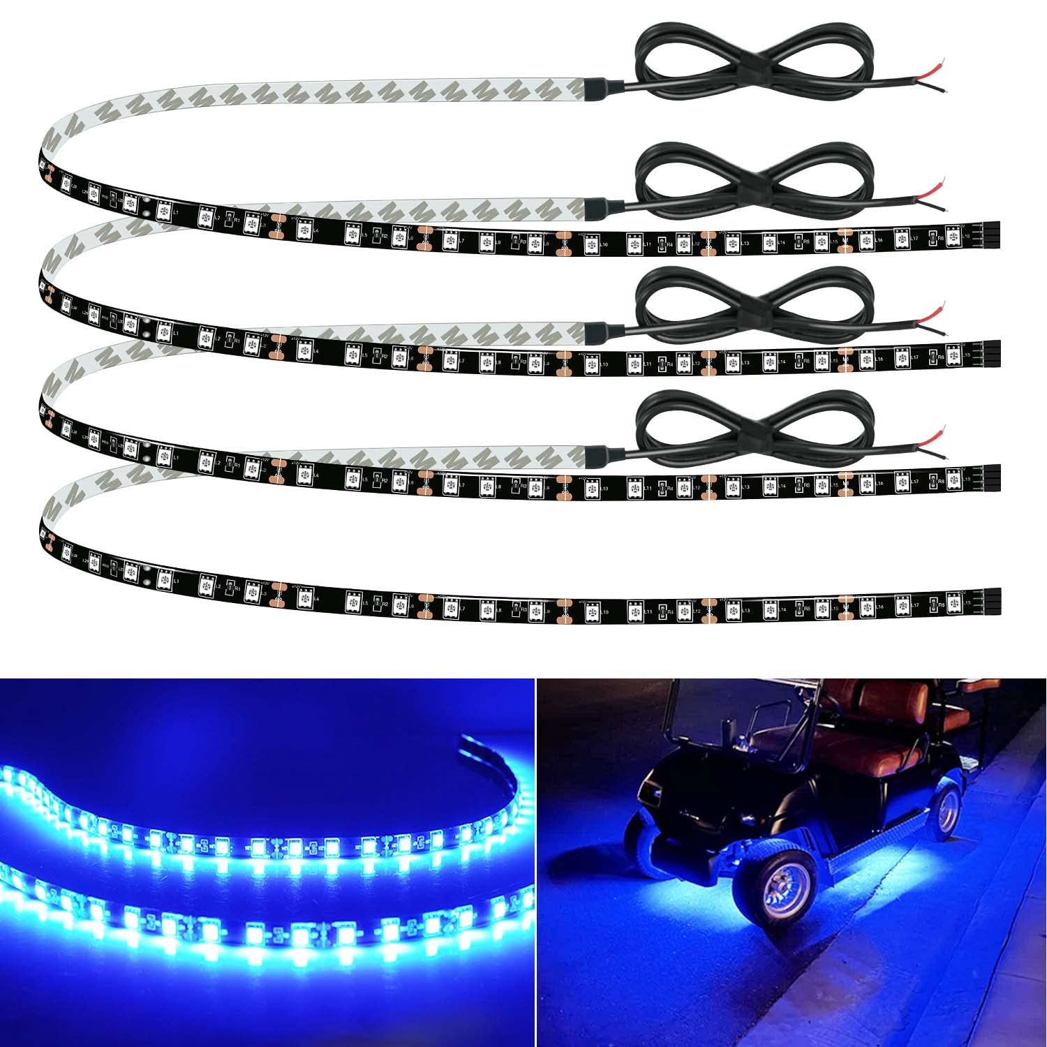 Motorbike Underglow 12V Led Strip Lights Neon Interior Car Lights Connectable Red Led Light Strips 12V for Cars Interior Lights Boat Marine Trucks 4Pack(60cm/24" Red)