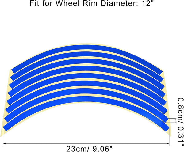 X AUTOHAUX 16pcs Fit 12" Wheel Motorcycle Car Wheel Rim Sticker Strips Blue