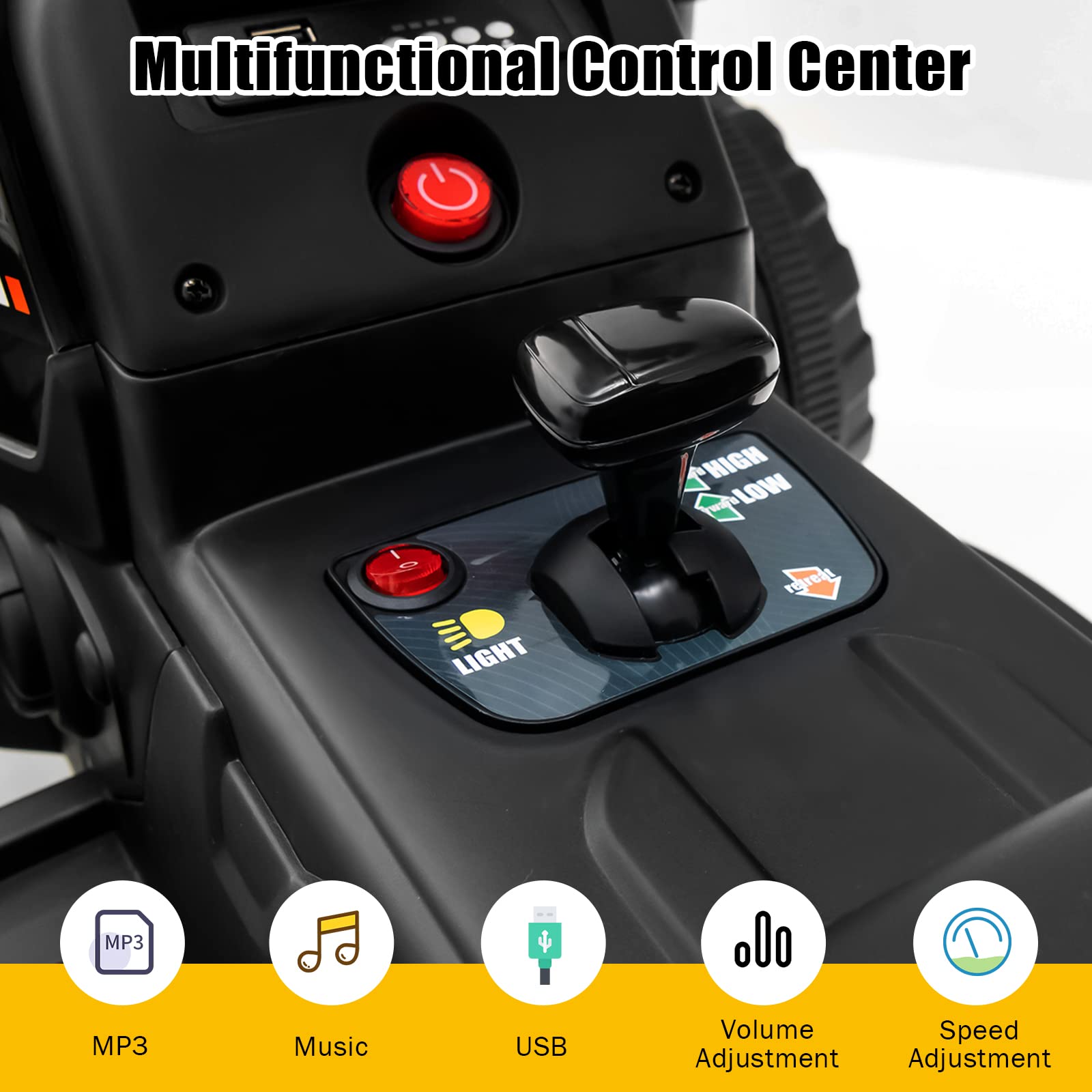 COSTWAY Ride on Tractor and Trailer, 12V Battery Powered Electric Kids Toy Car with Remote Control, LED Lights, USB & Bluetooth Music, Four Wheels Ride on Toys for Children Ages 3+(Dark Green)