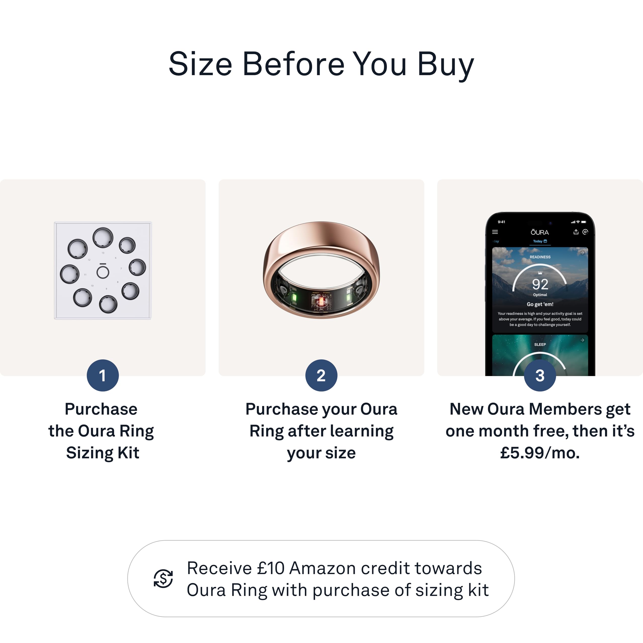 Oura Gen3 Horizon Smart Ring - Size 12, Brushed Titanium | Sleep, Heart Rate and Fitness Tracking Wearable - Up to 7 Day Battery Life - iOS/Android Compatible - Size First with Oura Sizing Kit