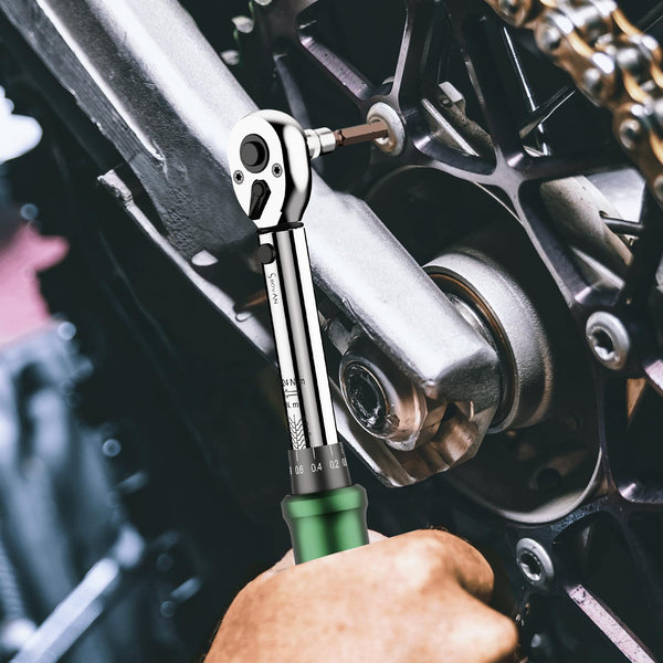 13PCS Bike Torque Wrench Set 3-25 Nm, Small Torque Wrench 1/4 Drive, Dual-Direction Adjustable 72 Teeth, ±3% Accuracy, with Extension Bar, Socket Bits (Hex & Torx), for Mountain Bike, Bicycle Repair