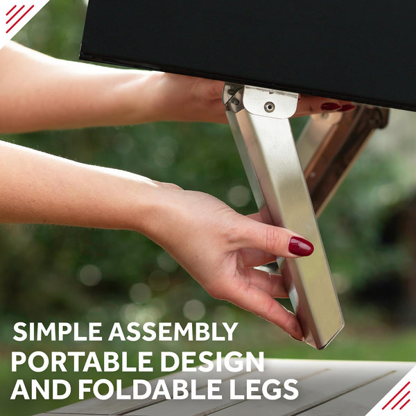 George Foreman Outdoor 12 Inch Wood Pellet Portable Wood Fired Pizza Oven Stainless Steel with Paddle and Carry Bag, BBQ Oven & Smoker, Foldable Legs GFWPPO1SSPC