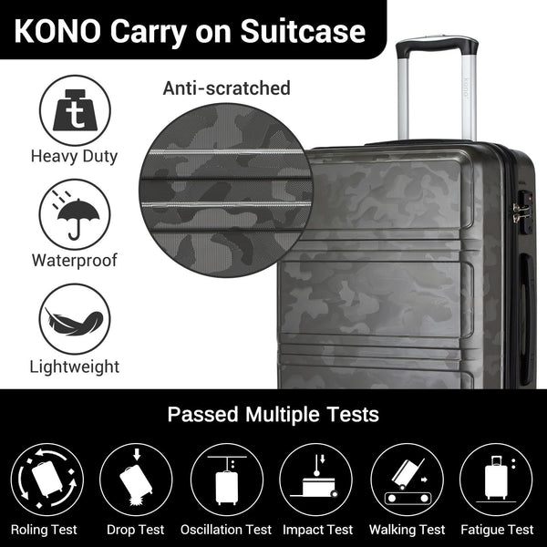 Kono Fashion Hand Luggage Lightweight ABS Hard Shell Trolley Travel Suitcase