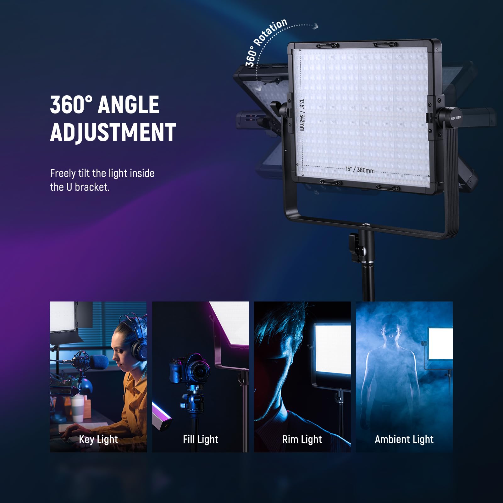 NEEWER Upgraded 660 PRO II RGB LED Video Light with App Control & Tripod Stand Kit, 2 Pack 50W/1% Min Dimming/CRI97+/3200~5600K Key Lighting for Game Streaming YouTube Recording Studio Photography