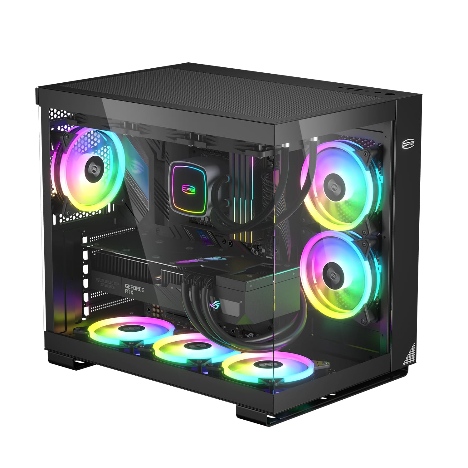 PCCOOLER CPS C3T500 AIRFLOW Mid-Tower ATX/M-ATX/ITX Case, Pre-installed 6 120mm PWM ARGB Fans,Column-Free Design,270° Full View Tempered Glass,360MM Radiator&400MM GPU Support,Easy Installation,WH