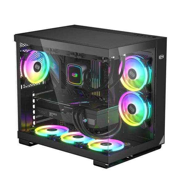 PCCOOLER CPS C3T500 AIRFLOW Mid-Tower ATX/M-ATX/ITX Case, Pre-installed 6 120mm PWM ARGB Fans,Column-Free Design,270° Full View Tempered Glass,360MM Radiator&400MM GPU Support,Easy Installation,WH